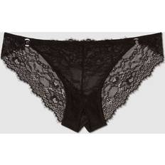 Lace Crotchless Tanga Briefs - Black