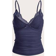 Shein Damen Spitze-Patchwork Plissiertes Y2K Trägerhemd