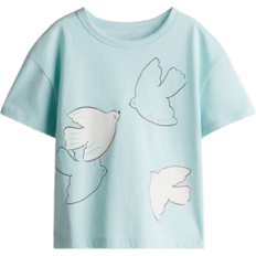 H&M Printed Jersey Top - Turquoise/Birds (1276711008)