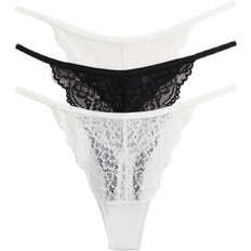 H&M Lace Thong Panties 3-pack - White/Black