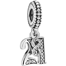 Pandora 21st Celebration Dangle Charm - Silver/Transparent