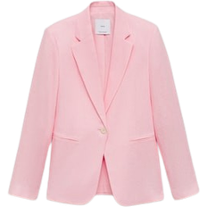 Mango Boreli Linen Suit Blazer - Light Pink