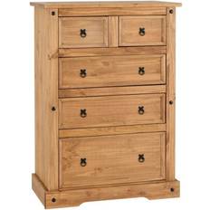 Pines Chest of Drawers SECONIQUE Corona Distressed Waxed Pine Chest of Drawer 92x131cm