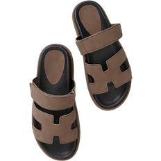 Shein SHUZIA All-Time Bestseller Women's Luxury Harness Cutout Open Toe Platform Nub Taupe Slide Sandals – Slip-On, Strappy & Comfortable Essential Spring Shoes Spring Break Easter Vacation Shoes Casual Shoes Beach Shoes Mother's Day Present