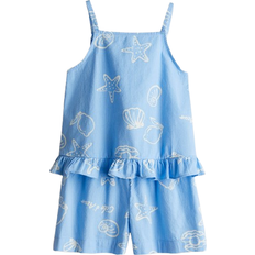 H&M 2-Delt Sæt Med Stroptop Og Shorts - Blå