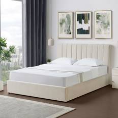 Evelynne Fabric 150cm Kingsize Ottoman with Storage - Beige