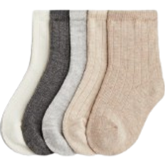 Strumpor H&M Baby 5-Pack Strukturstickade Strumpor - Beige/Grå