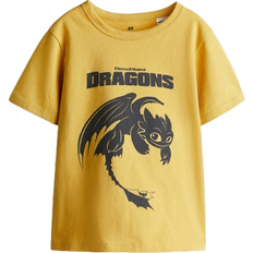 H&M Gul T-shirt I Bomull Med Tryck - Gul/Drake