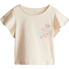 H&M Bomullströja Med Volangärm - Ljusrosa/Jordgubbar