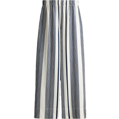 H&M Polyamid Byxor & Shorts H&M Wide Leg Pants - White/Navy Blue Striped