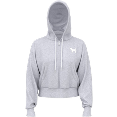PINK Ivy Terry Shrunken Full-Zip Hoodie - Medium Heather Grey