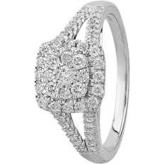 T.H.Baker Shouldered Square Cluster Ring - White Gold/Diamonds