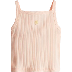 Solid Colours Tank Tops Children's Clothing H&M Embroidery Detail Strappy Top - Light Apricot/Sun (1282319003)