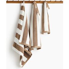 H&M Striped Guest Towel White, Brown (70x50cm)