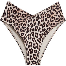 Bikinihosen H&M High Rise Cheeky Bikini Bottoms - Light Beige/Leopard Print
