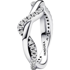 Pandora Sparkling Intertwined Wave Ring - Silver/Transparent