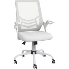 Fabric Office Chairs Vinsetto Mesh Swivel White Office Chair 104cm