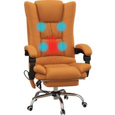 Office Chairs Vinsetto 4 Point Vibration Massage Brown Office Chair 118cm