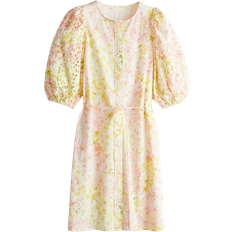 H&M English Embroidery Sleeved Dress - White/Floral