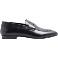 River Island Leather Slip On Loafers - Black