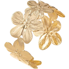 Shein 1pc/Set Cross-Border Flower Open Bangle, Gold Color Valentines,Mom,Mother,Mother's Day,Gift