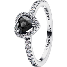 Pandora Elevated Heart Ring - Silver/Black/Transparent