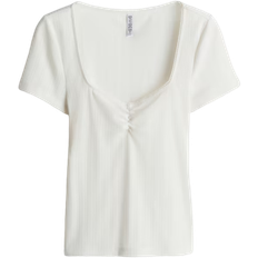 H&M Picot Trimmed T-shirt - Cream