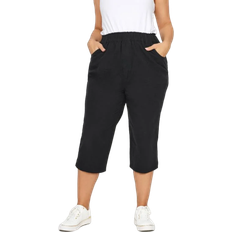 Stretch Trousers & Shorts Yours Curve Elasticated Cool Cotton Cropped Trousers - Black
