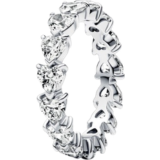 Pandora Ringar Pandora Row of Hearts Eternity Ring - Silver/Transparent