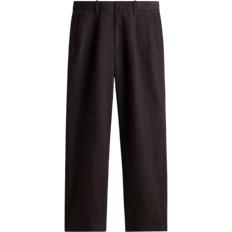 H&M Relaxed Fit Linen Blend Trousers - Dark Brown