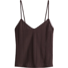 H&M Pointelle Strap Top - Dark Brown