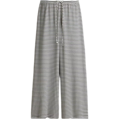 H&M Ribbed Dawstring Trousers - White/Black Striped
