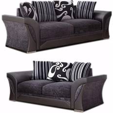Portland Black And Grey Fabric Suite 3 Seater And 2 Seater Sofa 190cm 2pcs 5 Seater