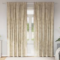 VidaXL Gardinlängder vidaXL Sammetsgardiner 2 st med Öglor Grädde 245x140 cm