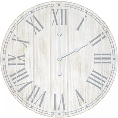 Clocks Elegant Designs Wood Plank Chalk White Wall Clock 23"