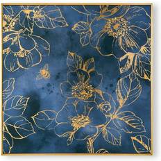 Art for the Home Golden Blooms Box Purple Framed Art 60x60cm