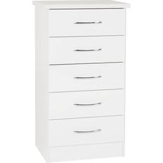 Metal Chest of Drawers SECONIQUE Nevada 5 Narrow White Gloss Chest of Drawer 50x93cm