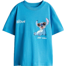 H&M Printed T-shirt - Blue/Lilo & Stitch ( 1117472106)