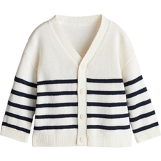 H&M Våffelstickad Kofta - Vit/Randig