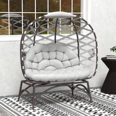 Garden Chairs OutSunny 2 Seater Egg Chair Outdoor with Cushion - Light Grey