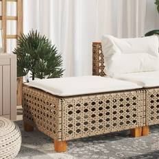 vidaXL Stool with Cushion 63.5 x 56 x 32 cm Beige Garden Bench