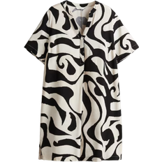 H&M Viscose Tunic Dress - Cream/Black Patterned