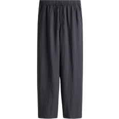 H&M Linen Blend Drawstring Pants - Dark Gray