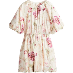 H&M Dress with Balloon Hem - Cream/Pink Floral