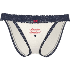 PINK Cotton Lace Trim Bikini Panty - Winter White Americas Sweetheart
