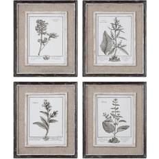 Wall Decorations Uttermost 15282625 Grey/Black/Taupe Framed Art 14.5x17.5" 4pcs