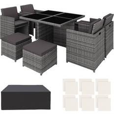 tectake Manhattan - Grey Patio Dining Set, 1 Table incl. 4 Chairs
