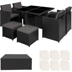 tectake Manhattan - Black Patio Dining Set, 1 Table incl. 4 Chairs