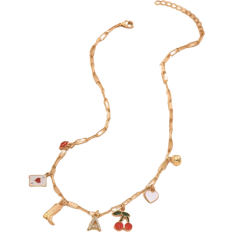Shein 1pc Initial Letter Charm Gold Chain Necklace For Women, Beach Cherry Heart Fruit Charms Pendant, Western Cowgirl Choker Fashion Necklace For Teen Girl As Gift, Stuff, As Mother's Day Gift For Mom