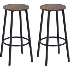Bar Stools Homcom Industrial Tall Rustic Brown Bar Stool 65cm 2pcs